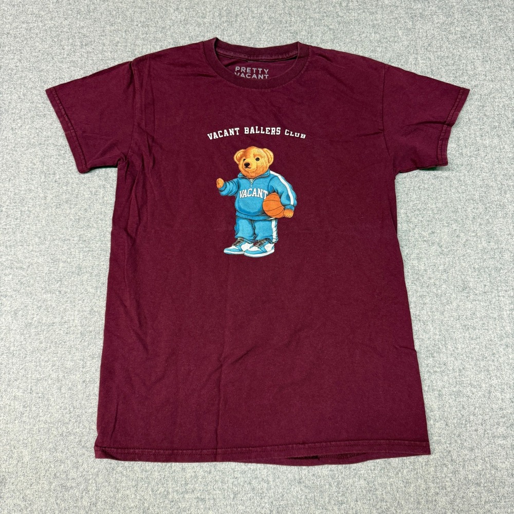 Pretty Vacant | Vacant Ballers Club Graphic T-Shirt | Small | Maroon | Bear Tee